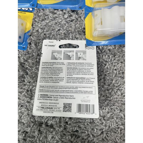 Lot Of 10 OOK White Vinyl Siding Christmas Decorations Hangers 4 Hooks Pack - Picture 8 of 8